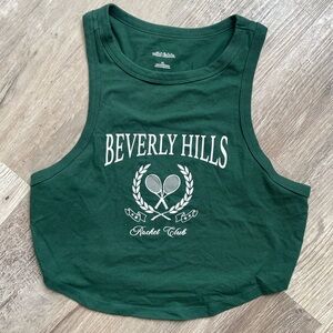 Green Beverly Hills Cropped Tank Top